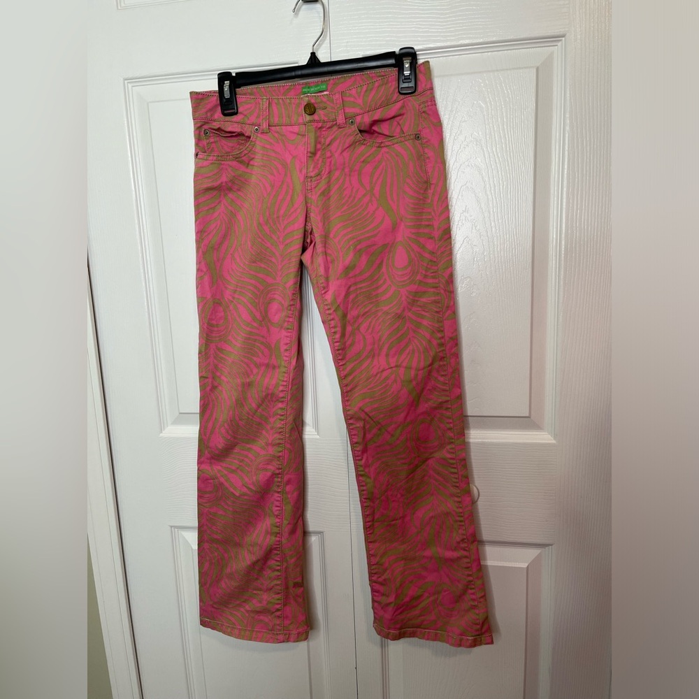Lilly Pulitzer Palm Beach Fit Pink & Brown
Feather Pattern Pants 2 Straightleg